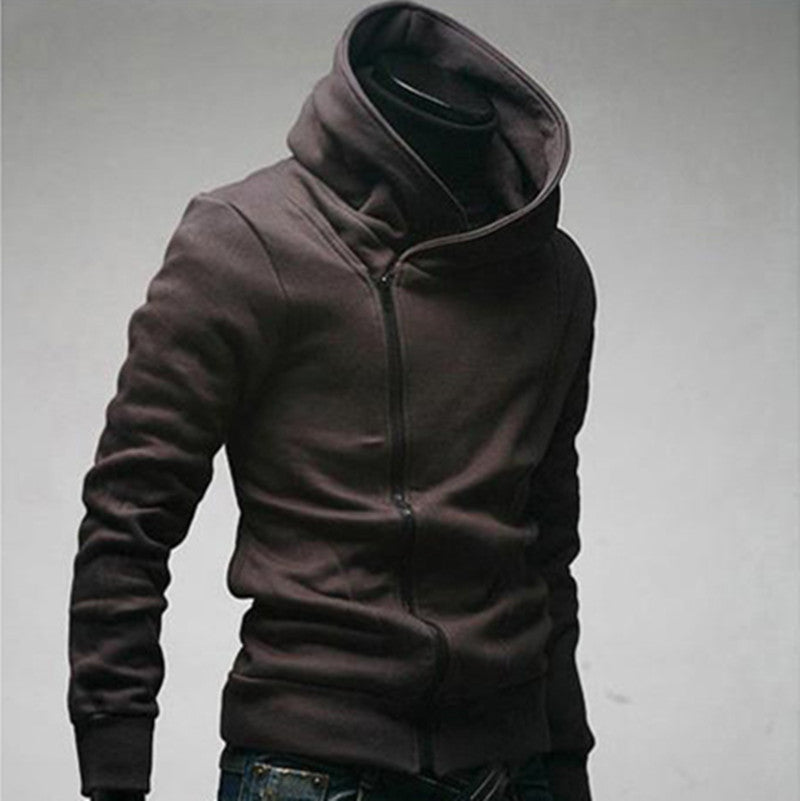 Korean Style Slim Mens Diagonal Zipper Sweater
