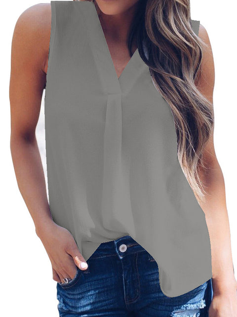 V Neck Chiffon Blouse