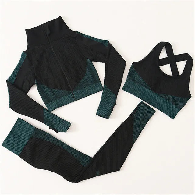 2/3Pcs Seamless Yoga Set Gym Fitness Clothing Women Yoga Suit Sportswear Female Workout Leggings Top Sport Clothes Training Suit