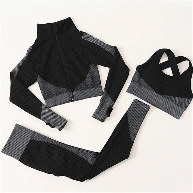 2/3Pcs Seamless Yoga Set Gym Fitness Clothing Women Yoga Suit Sportswear Female Workout Leggings Top Sport Clothes Training Suit