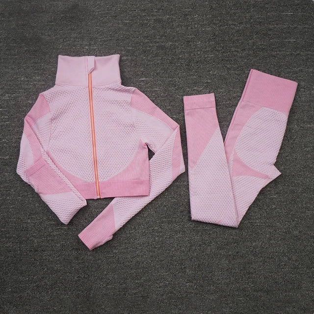 2/3Pcs Seamless Yoga Set Gym Fitness Clothing Women Yoga Suit Sportswear Female Workout Leggings Top Sport Clothes Training Suit