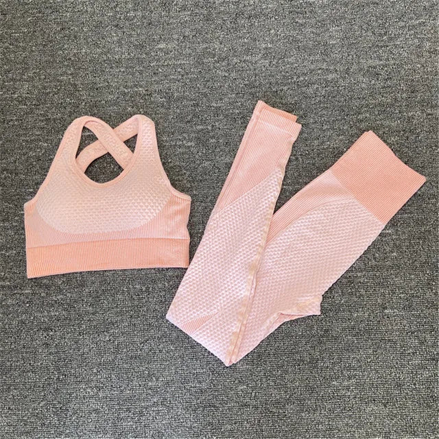 2/3Pcs Seamless Yoga Set Gym Fitness Clothing Women Yoga Suit Sportswear Female Workout Leggings Top Sport Clothes Training Suit
