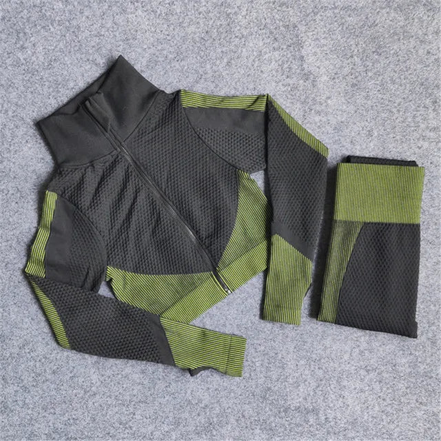2/3Pcs Seamless Yoga Set Gym Fitness Clothing Women Yoga Suit Sportswear Female Workout Leggings Top Sport Clothes Training Suit