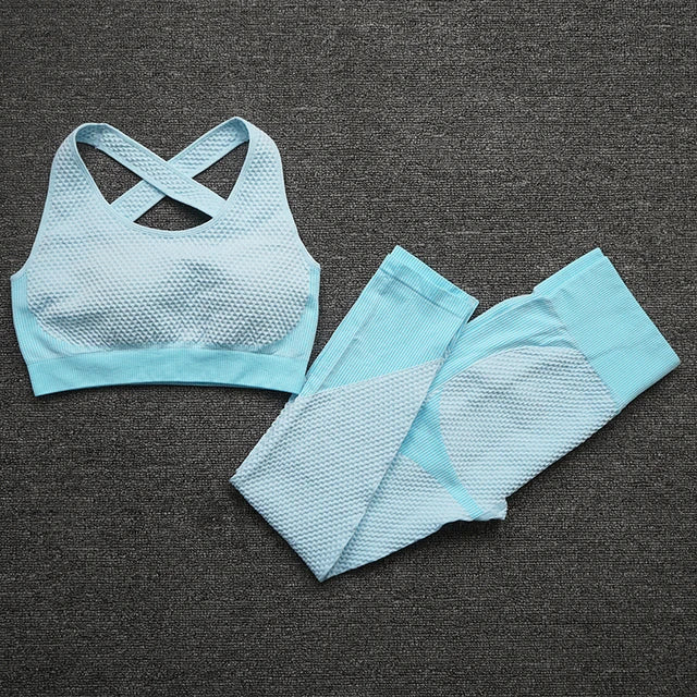 2/3Pcs Seamless Yoga Set Gym Fitness Clothing Women Yoga Suit Sportswear Female Workout Leggings Top Sport Clothes Training Suit