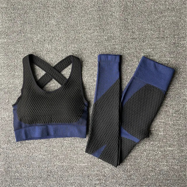 2/3Pcs Seamless Yoga Set Gym Fitness Clothing Women Yoga Suit Sportswear Female Workout Leggings Top Sport Clothes Training Suit