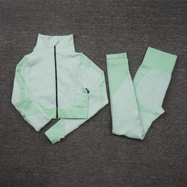 2/3Pcs Seamless Yoga Set Gym Fitness Clothing Women Yoga Suit Sportswear Female Workout Leggings Top Sport Clothes Training Suit