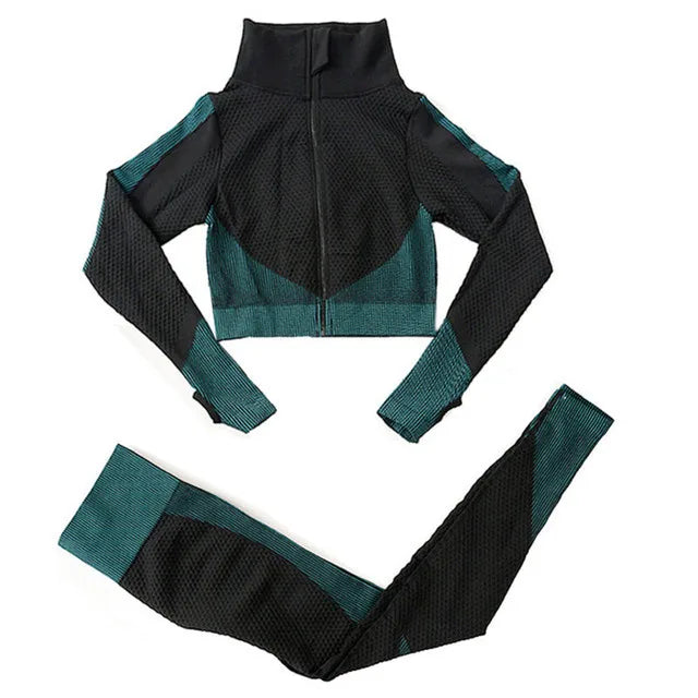 2/3Pcs Seamless Yoga Set Gym Fitness Clothing Women Yoga Suit Sportswear Female Workout Leggings Top Sport Clothes Training Suit