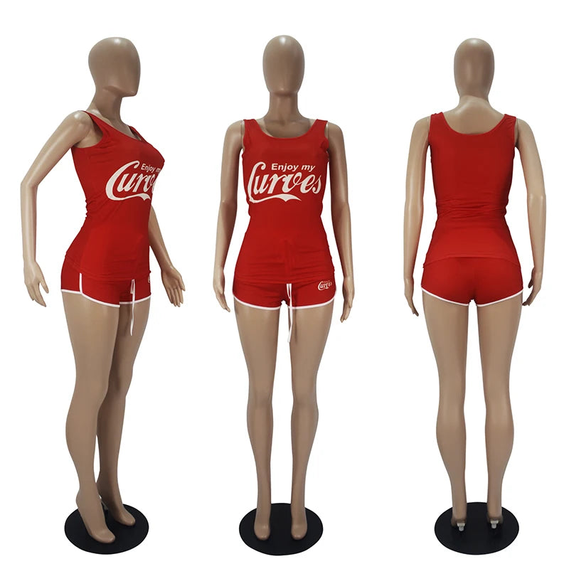 Women's Shorts Sets Tank Top+Shorts Summer Clothes For Women  Sports Fitness Plus Size Two Piece Suit Tracksuits Wholesale Items