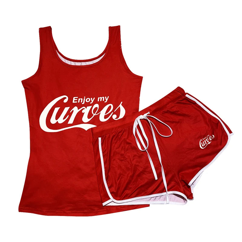 Women's Shorts Sets Tank Top+Shorts Summer Clothes For Women  Sports Fitness Plus Size Two Piece Suit Tracksuits Wholesale Items