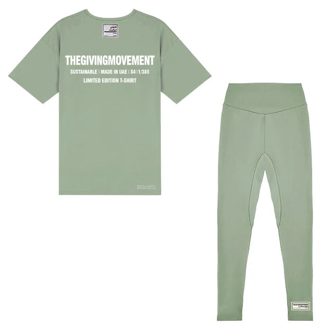 TGM Solid Sustainable Basic Tees Women Oversized + Legging Crew Neck Unisex Workout Tops Summer Clothes Loose Fit