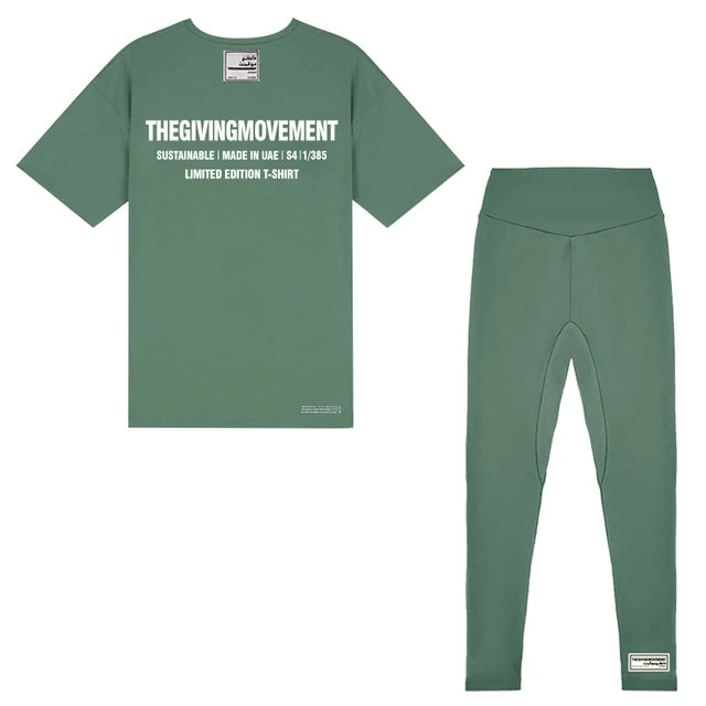 TGM Solid Sustainable Basic Tees Women Oversized + Legging Crew Neck Unisex Workout Tops Summer Clothes Loose Fit