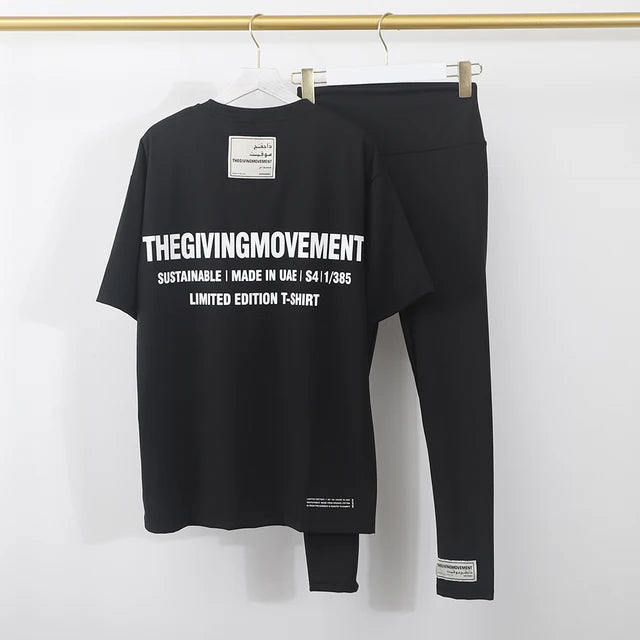 TGM Solid Sustainable Basic Tees Women Oversized + Legging Crew Neck Unisex Workout Tops Summer Clothes Loose Fit