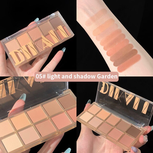 DIKALU 10 Colors Eyeshadow Palette Matte Super Shiny Glitter Eye Shadow Waterproof Lasting Eyes Primer Shadows Pigment Makeup