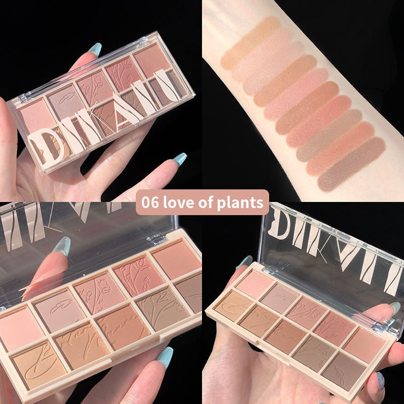 ELECOOL 10 Colors Eyeshadow Palette Pearly Matte Eye Shadow Shiny Sequins Shadows Pigments Long Lasting Korean Makeup Cosmetics