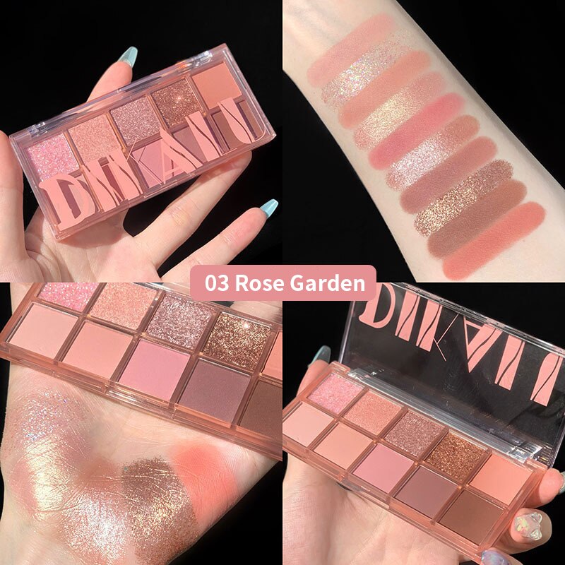 DIKALU 10 Colors Eyeshadow Palette Matte Super Shiny Glitter Eye Shadow Waterproof Lasting Eyes Primer Shadows Pigment Makeup