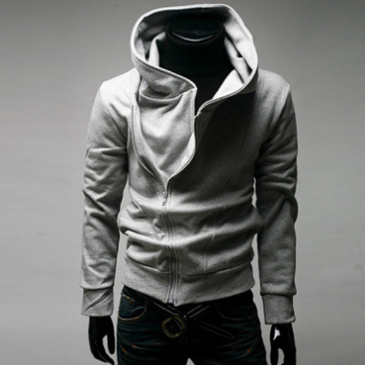Korean Style Slim Mens Diagonal Zipper Sweater