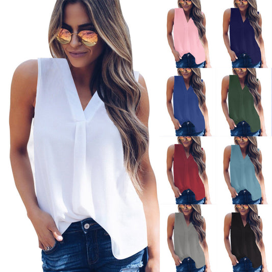 V Neck Chiffon Blouse