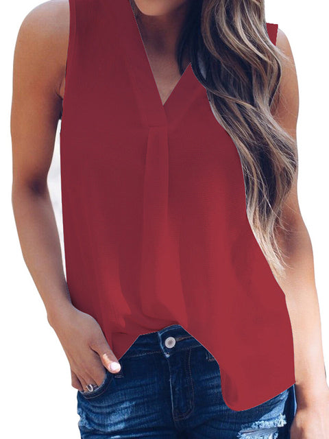 V Neck Chiffon Blouse